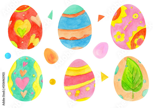 Easter Set Watercolor Eggs.