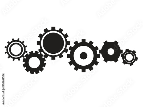 Composition of several gears. Vector illustration isolated on white background