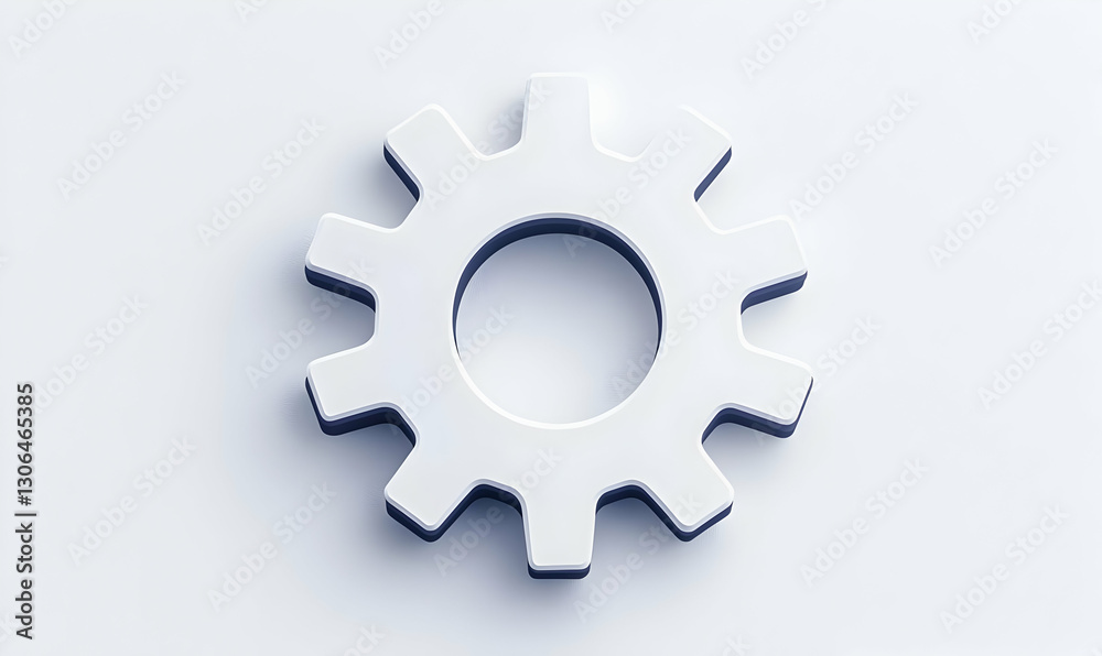 White Gear Icon on Light Background for Technology and Design Use White Gear Icon on Light Background for Technology and Design Use