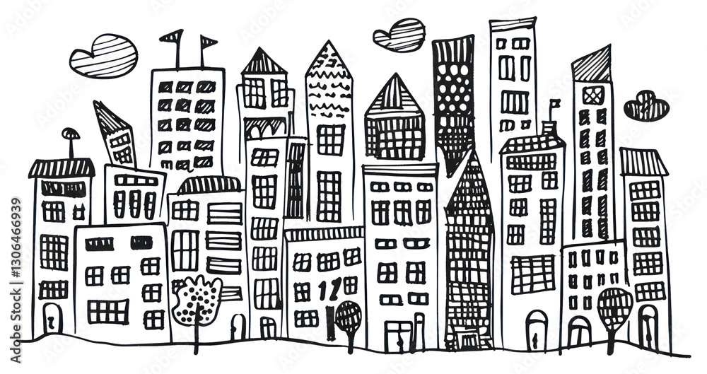 PNG Hand drawn of City drawing doodle sketch. PNG Hand drawn of City drawing doodle sketch.
