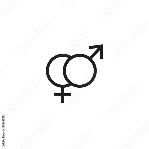 Vector sketch of a heterosexuality symbol. Hand drawn Mars and Venus