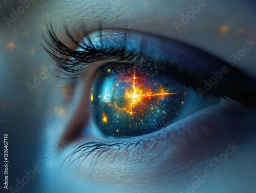 Craft an ethereal fusion of sci-fi and fantasy with a radiant cosmic eye