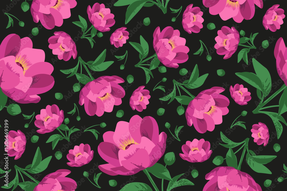 Elegant peony Flowers Seamless Pattern template design. Coquettish style textile fabric wallpaper cover print. Summer Flowers background. Luxury Floral pattern Elegant peony Flowers Seamless Pattern template design. Coquettish style textile fabric wallpaper cover print. Summer Flowers background. Luxury Floral pattern