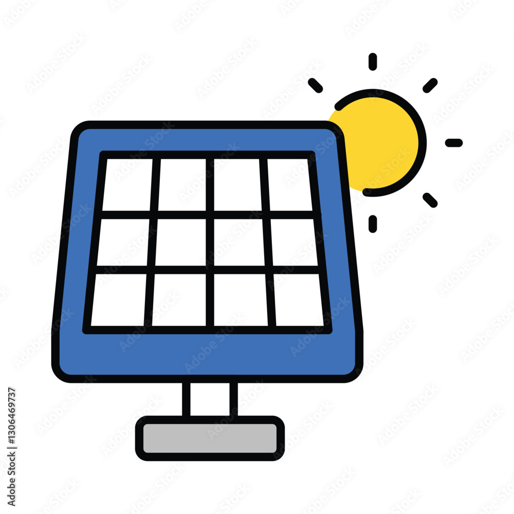 Solar panel vector filled outline icon. EPS 10 file