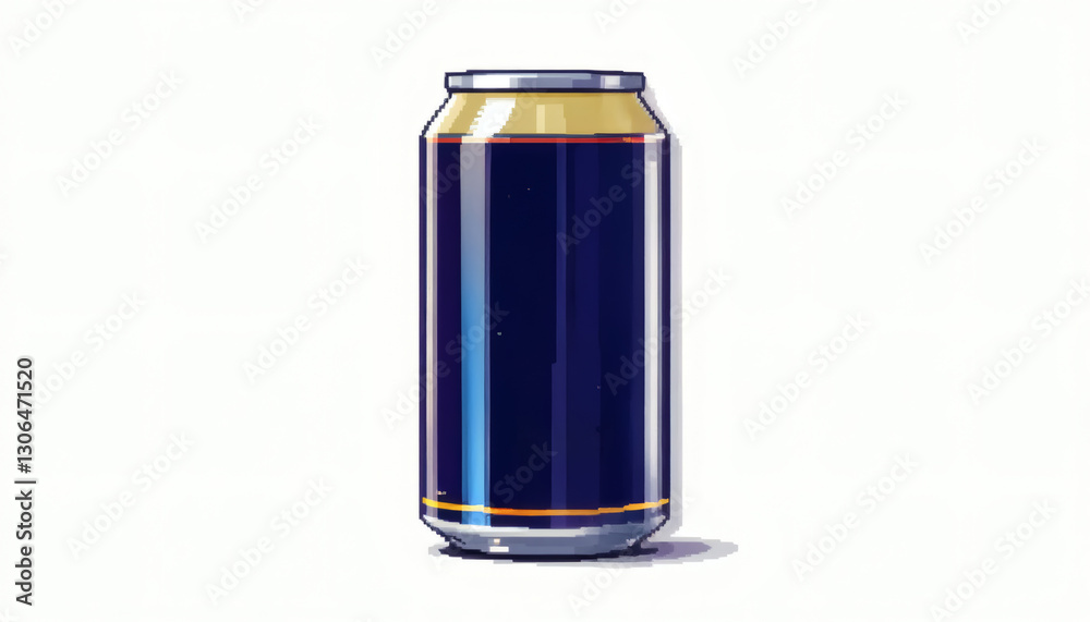 Retro 8-bit Pixel Soda Can with Neon Labels and Shiny Blocky Design Isolated on White Background for Vintage Beverage Aesthetic Retro 8-bit Pixel Soda Can with Neon Labels and Shiny Blocky Design Isolated on White Background for Vintage Beverage Aesthetic