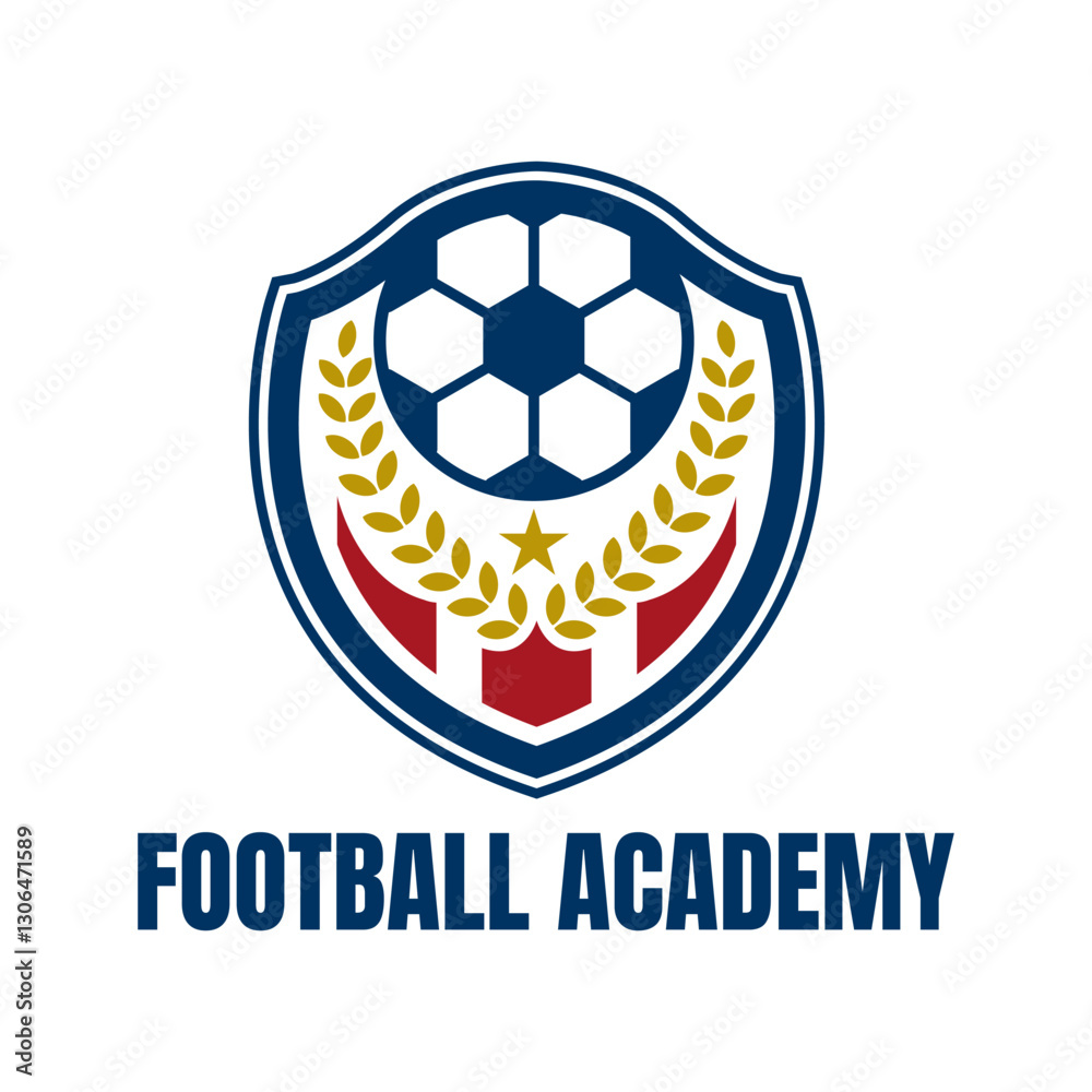 Obraz premium Professional Football Academy Logo with Shield and Laurel Design