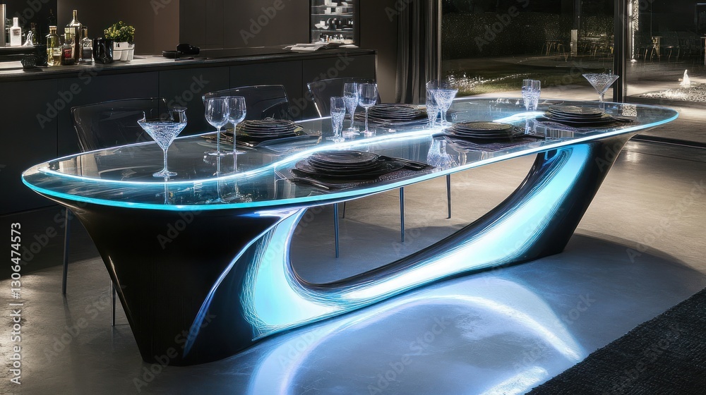 Obraz premium Futuristic Illuminated Dining Table Design