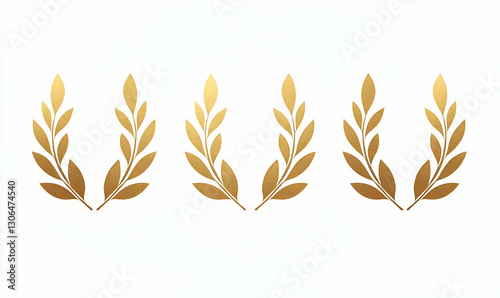 Elegant gold laurel wreaths on a white background for design use