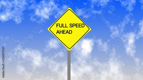 Road Sign on Clear Blue Sky with Rapid Moving Clouds for Text Placement