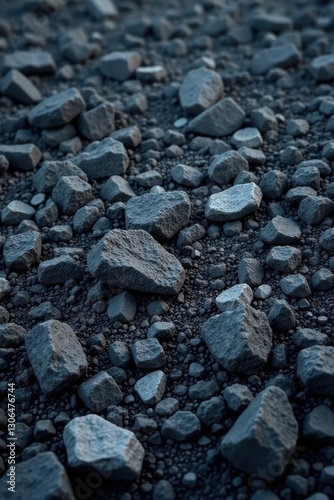 Wallpaper Mural Dark grey volcanic ash landscape with scattered rocks, dark grey, earthy tones Torontodigital.ca