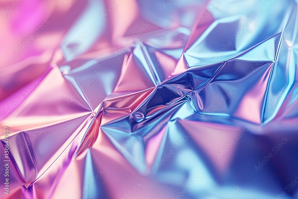 Iridescent holographic crumpled foil texture with shimmering colorful reflections, abstract pattern for luxury packaging design and digital advertising concepts. Iridescent holographic crumpled foil texture with shimmering colorful reflections, abstract pattern for luxury packaging design and digital advertising concepts.