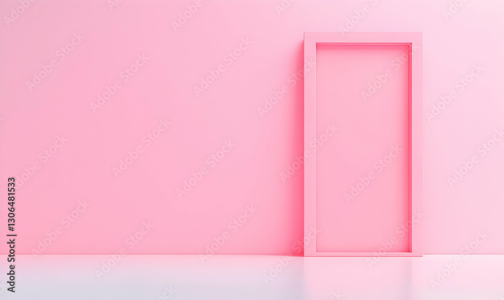 Pink Wall with Empty Frame for Creative Background or Display Use Pink Wall with Empty Frame for Creative Background or Display Use