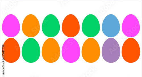 Set of colorful Easter eggs vector illustration. Happy Easter day colorful eggs vector. Colorful Easter egg icons for holiday decorations. Multicolored Easter eggs for spring holiday decoration design