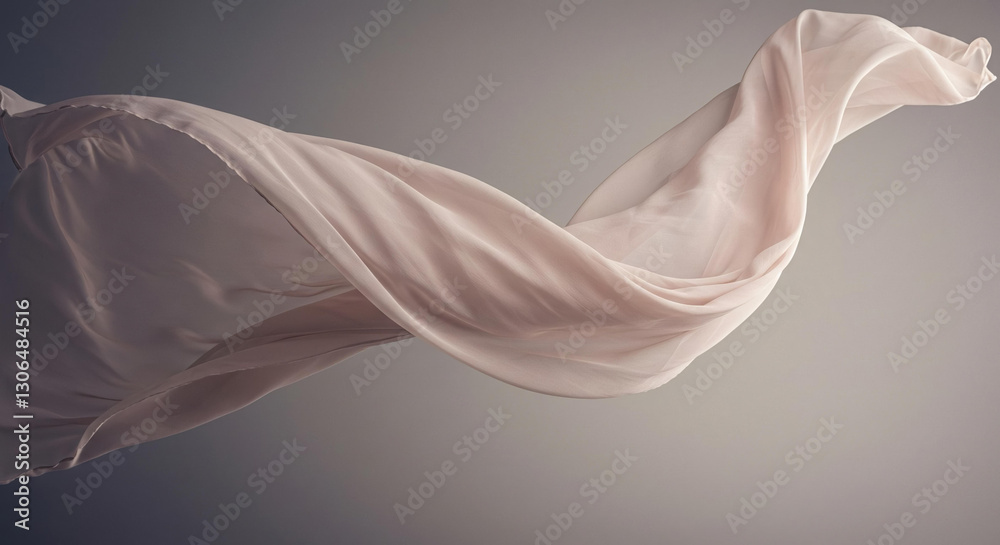 Fototapeta premium Elegant Flowing Nude Silk Fabric Drape Studio Shot Fashion Textile Background
