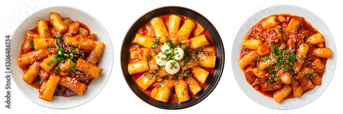 teobokki on plate, transparent background, top view