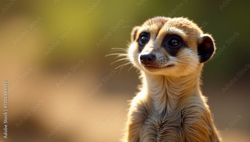 Curious meerkat with attentive eyes looking at camera, wildlife, suricata Curious meerkat with attentive eyes looking at camera, wildlife, suricata