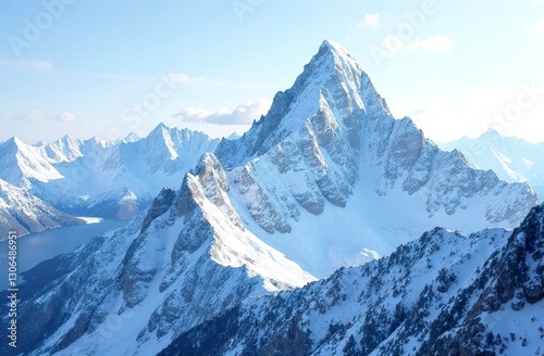 Beautiful mountain peaks on a sunny pleasant day, panoramic view. photo