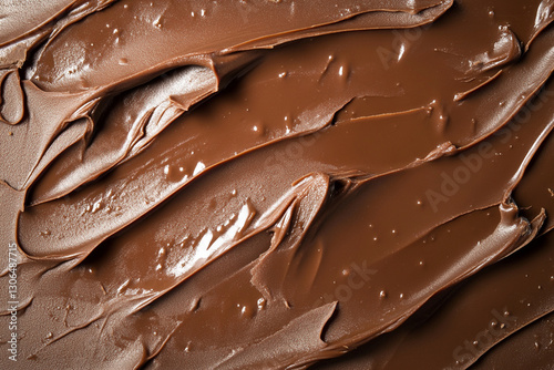 Smear of tasty chocolate paste on white background, top view