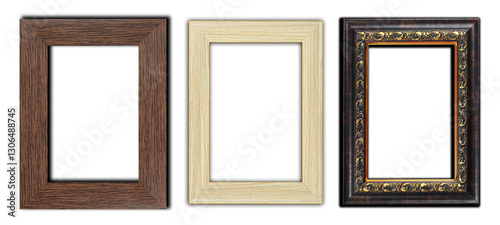 foto frame set of fiberglass picture with bright pale yellow, dark brown and dark brown - gold ornate