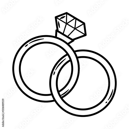 Wedding Rings with Diamond Outline, Engangement Rings, Couple Rings Icon