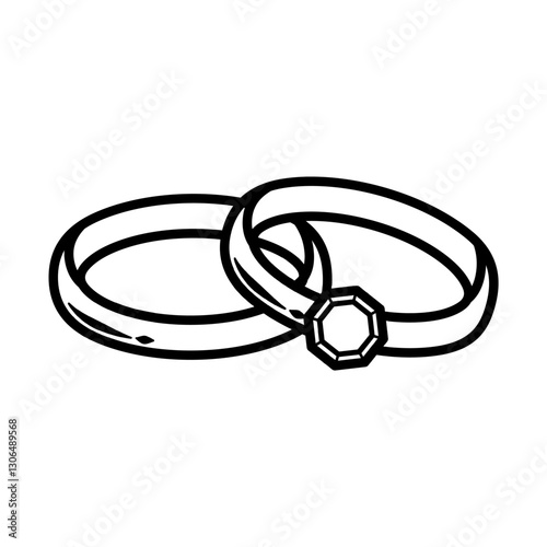 Wedding Rings with Diamond Outline, Engangement Rings, Couple Rings Icon