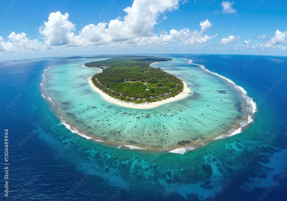 Obraz premium Beach tropical island in the Caribbean Sea with clear turquoise water and beautiful beach views