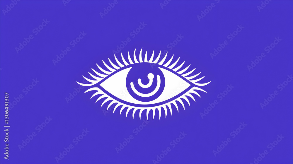 Artistic Eye Symbol on Vibrant Purple Background for Creativity Artistic Eye Symbol on Vibrant Purple Background for Creativity