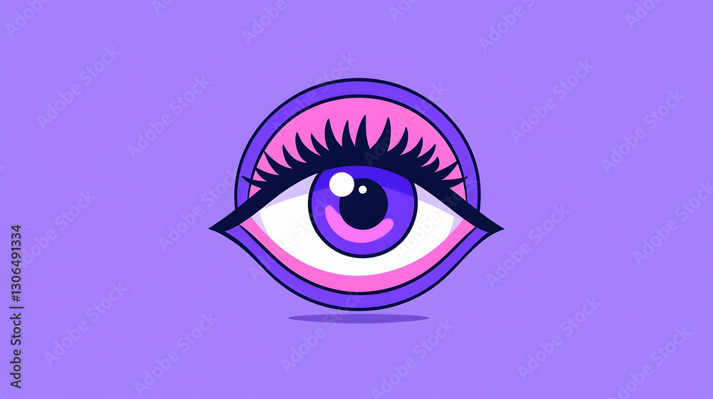 Colorful Eye Illustration with Vibrant Purple Background and Detail Colorful Eye Illustration with Vibrant Purple Background and Detail