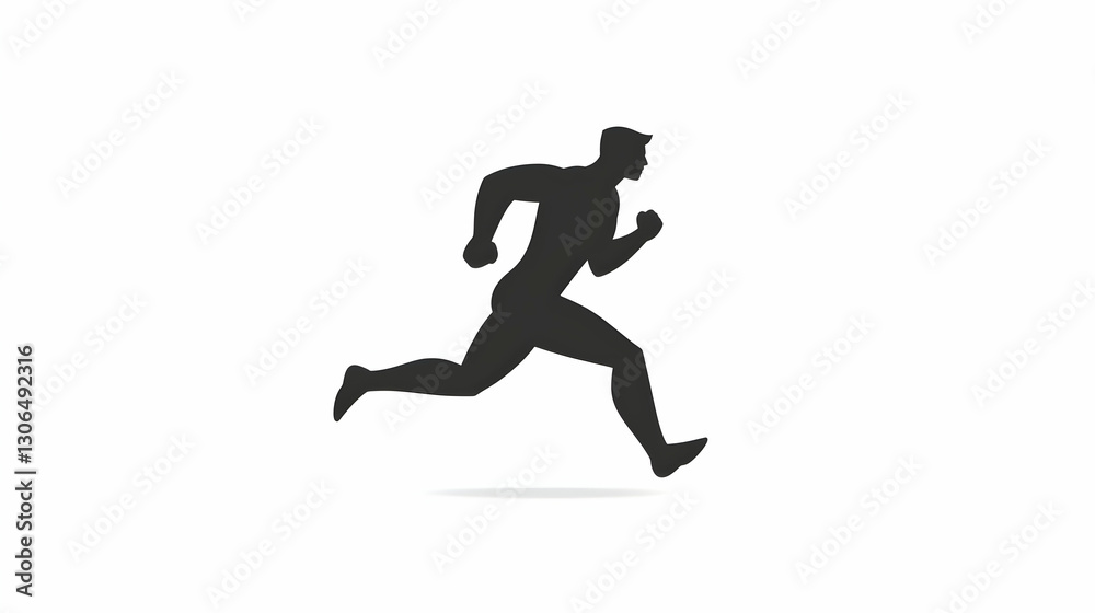 Dynamic Athlete Running Silhouette in Stylish Monochrome Design Dynamic Athlete Running Silhouette in Stylish Monochrome Design