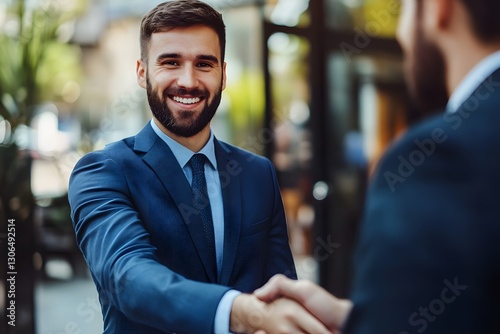 Smiling businessman shaking hands