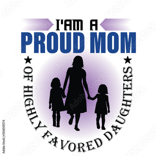 Proud Mom Silhouette Typography