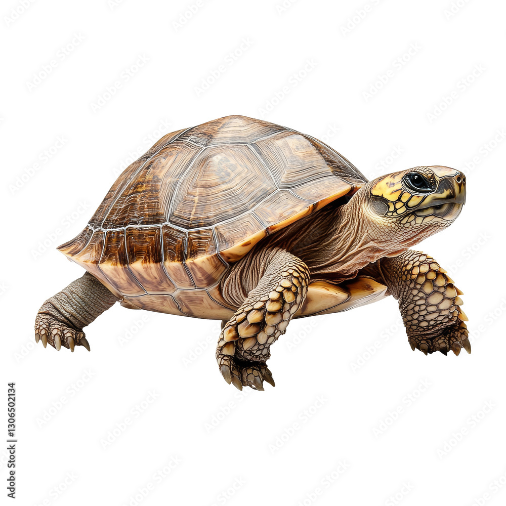 Naklejka premium Detailed Portrait of a Beautiful Tortoise on White Background