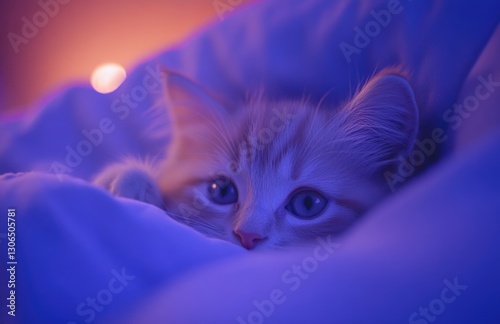 Cute cat in blanket
