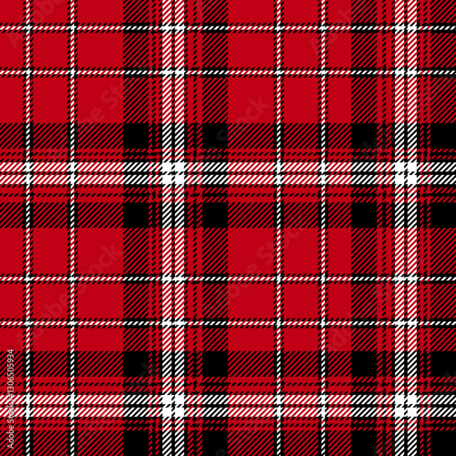 plaid tartan seamless repeat pattern. This is a black red white checkered plaid vector illustration. Design for decorative,wallpaper,shirts,clothing,tablecloths,wrapping,textile,fabric,texture