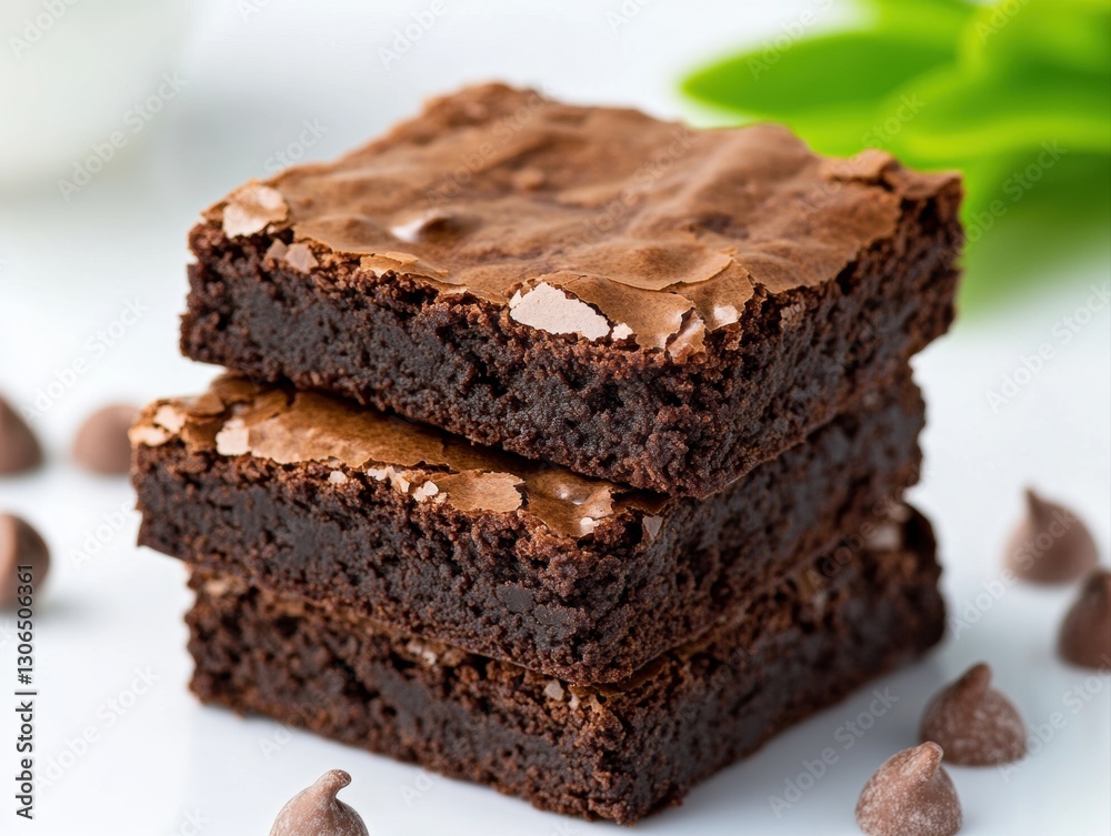 Attractive stack of decadent brownies displayed on a plate ideal for dessert lovers and gatherings Attractive stack of decadent brownies displayed on a plate ideal for dessert lovers and gatherings