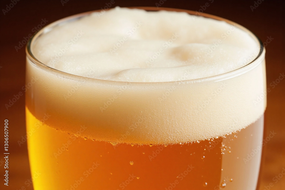 close up of a glass of beer with bubbles