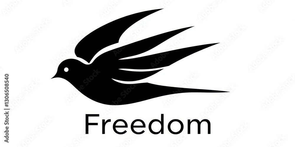 Obraz premium This elegant silhouette of a swallow in black and white symbolizes freedom with its clean lines and high contrast. A perfect design for logos or minimalist posters