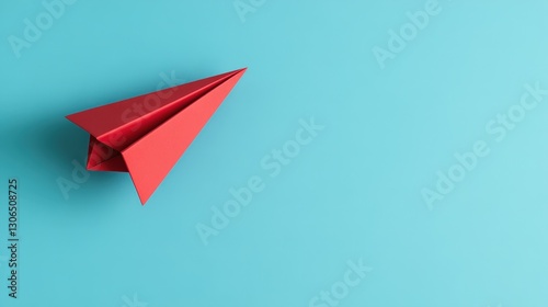 Wallpaper Mural Bright Red Paper Airplane on a Soft Blue Background with Minimalist Design Torontodigital.ca
