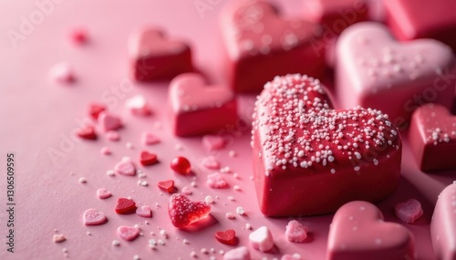 Assorted iced heart chocolates, Valentine's Day , chocolates, background