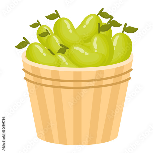 Fresh Fruits and Vegetables in Wooden Baskets. A Basket of Mangoes