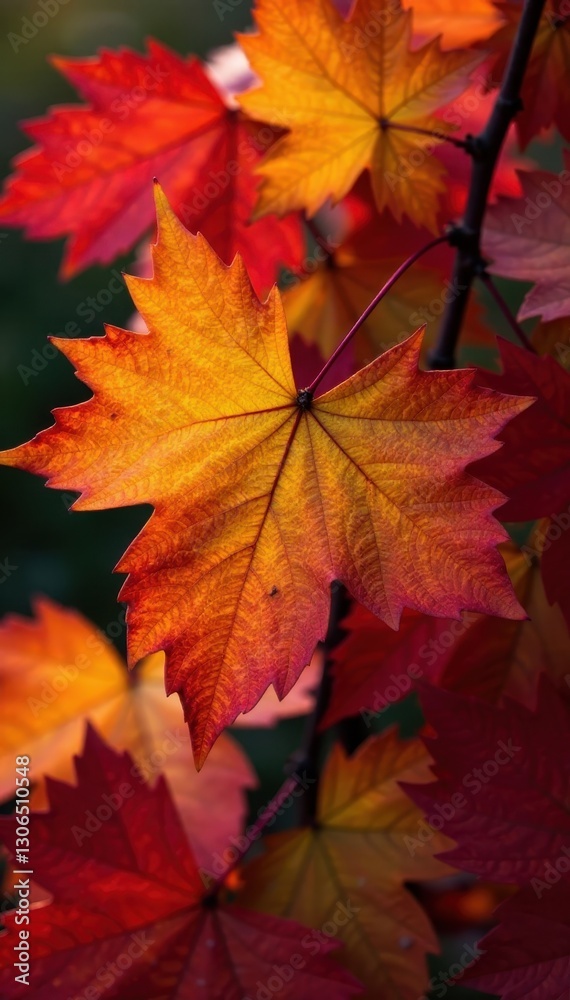 Close-up of colorful autumn leaves, intricate detail, fall, photography, vein Close-up of colorful autumn leaves, intricate detail, fall, photography, vein