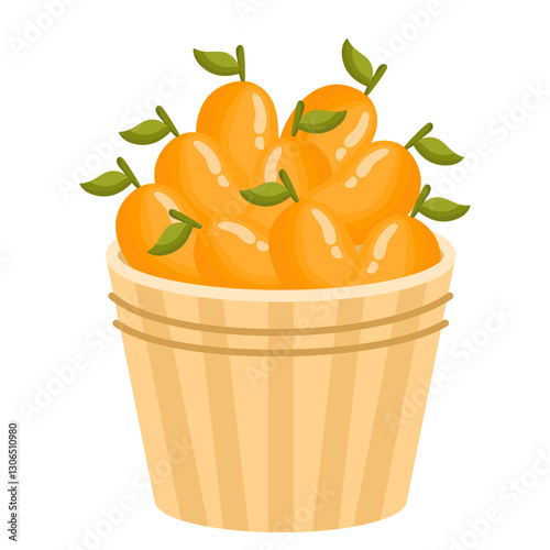 Fresh Fruits and Vegetables in Wooden Baskets. A Basket of 