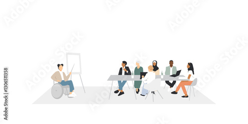 Office concept. Different people work together. Modern design.
