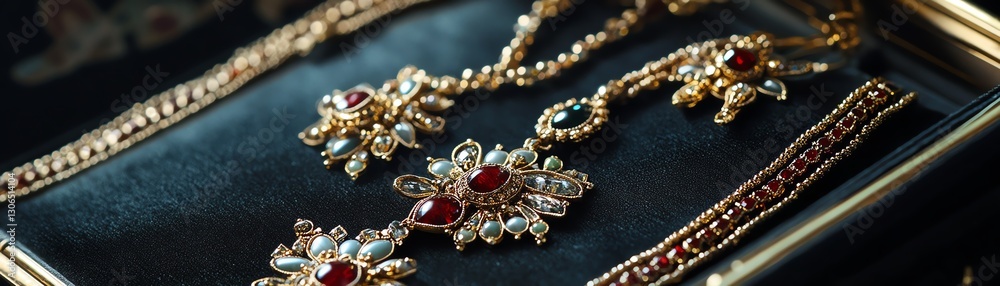 Elegant jewelry set featuring intricate designs and sparkling gemstones. Elegant jewelry set featuring intricate designs and sparkling gemstones.