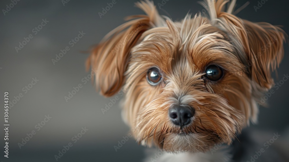 A close-up photorealistic image of a Yorkshire Terrier's face. A close-up photorealistic image of a Yorkshire Terrier's face.