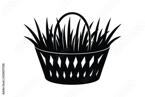 Silhouette design of a full seagrass basket vector art illustration1.eps