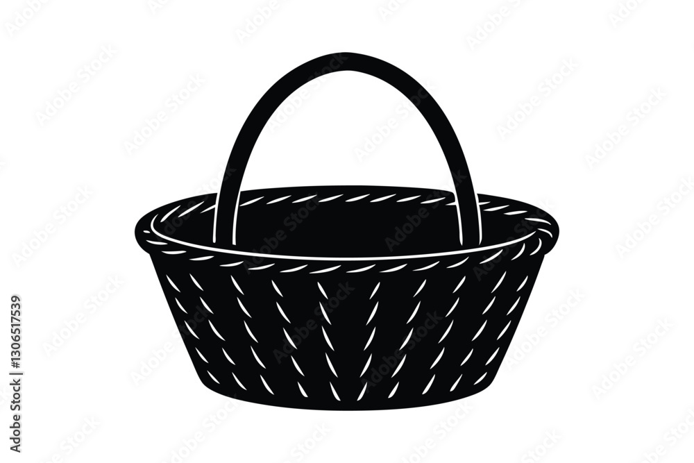 Obraz premium Silhouette design of a jute basket vector art illustration.eps