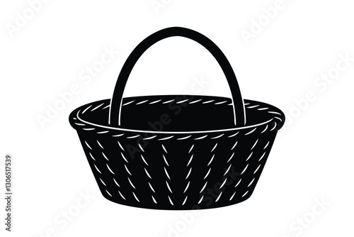 Silhouette design of a jute basket vector art illustration.eps