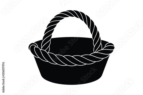 Silhouette design of a rope basket vector art illustration.eps