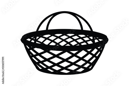 Silhouette design of a rattan basket vector art illustration1.eps